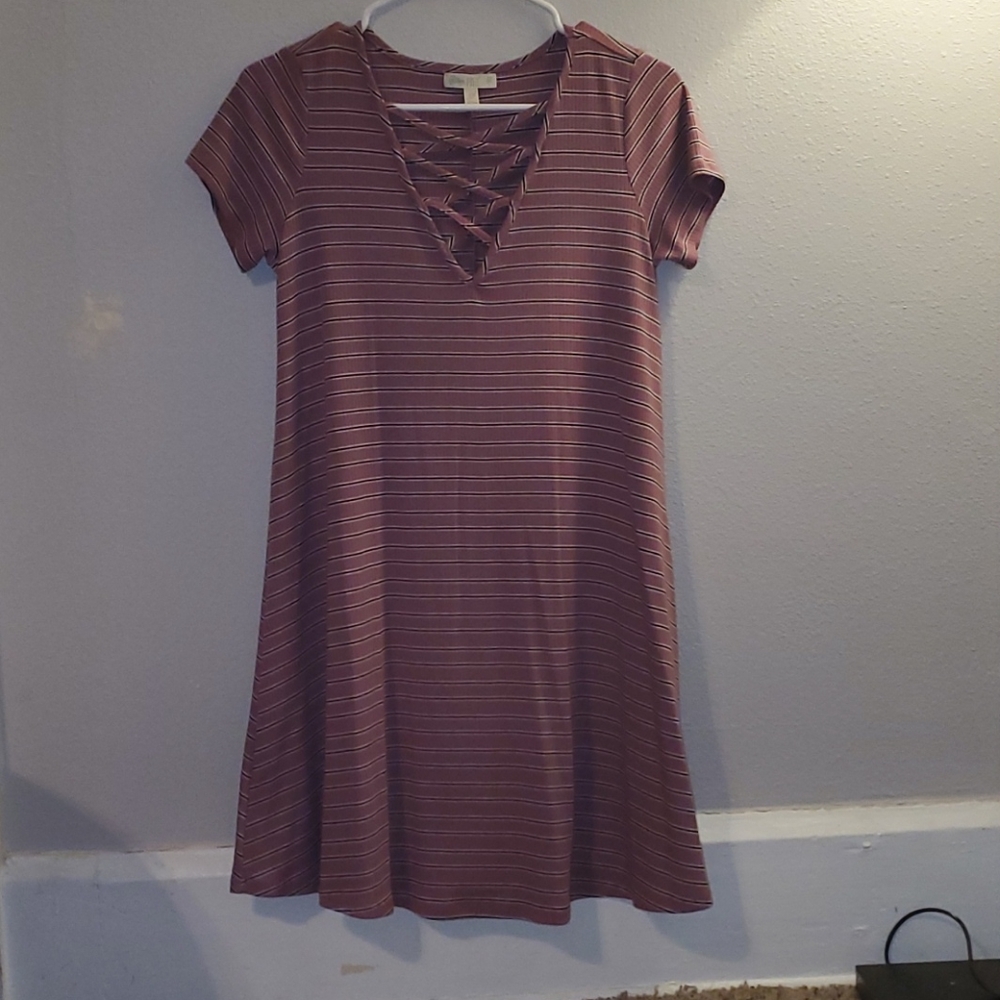 Love, Fire Pink Black and White Swing Dress Size S